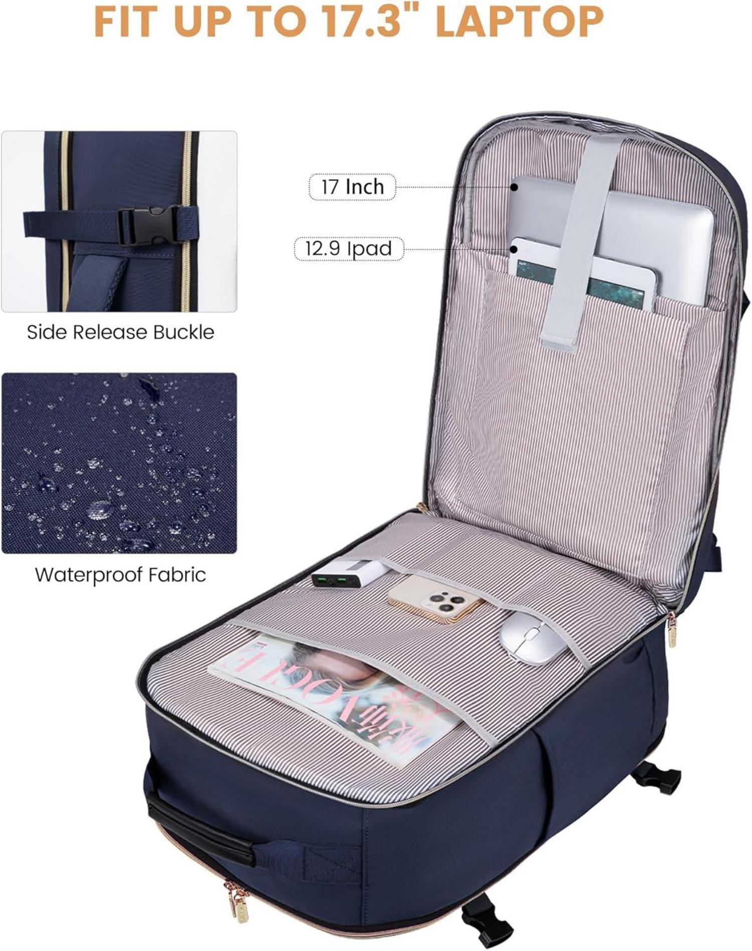 Handgepäck Rucksack 40L für Damen Herren, Wasserdicht, Laptopfach 17