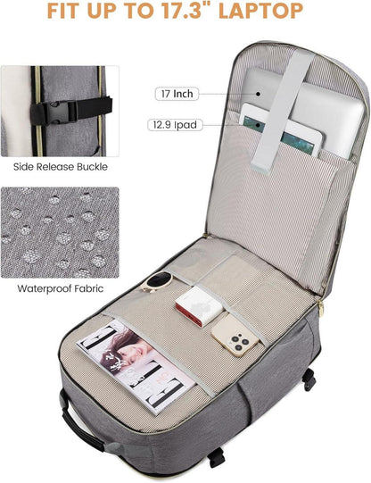 Handgepäck Rucksack 40L Laptop Backpack 17 Zoll Damen Herren Wasserdicht