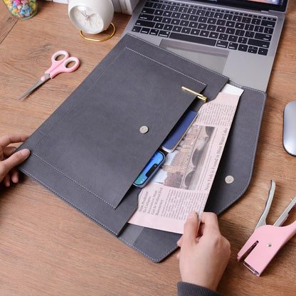 PU-Leder Dokumentenmappe A4, Erweiterbare große Taschen, Grau