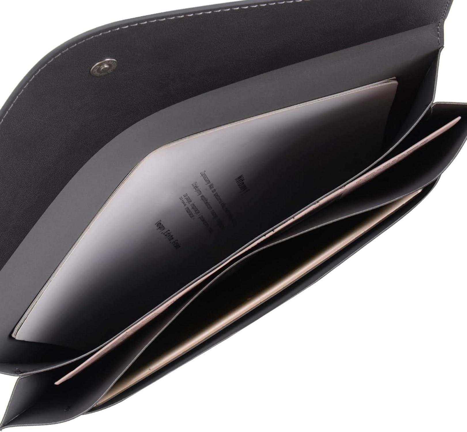 Wason A4 PU-Leder Dokumentenmappe Grau Große Taschen Umschlaghülle Tablet PC