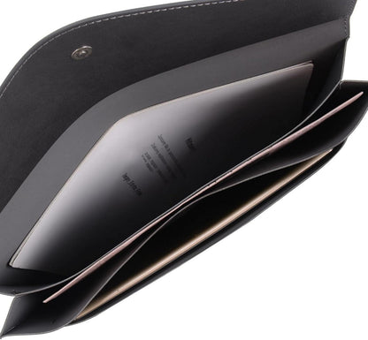 Wason A4 PU-Leder Dokumentenmappe Grau Große Taschen Umschlaghülle Tablet PC
