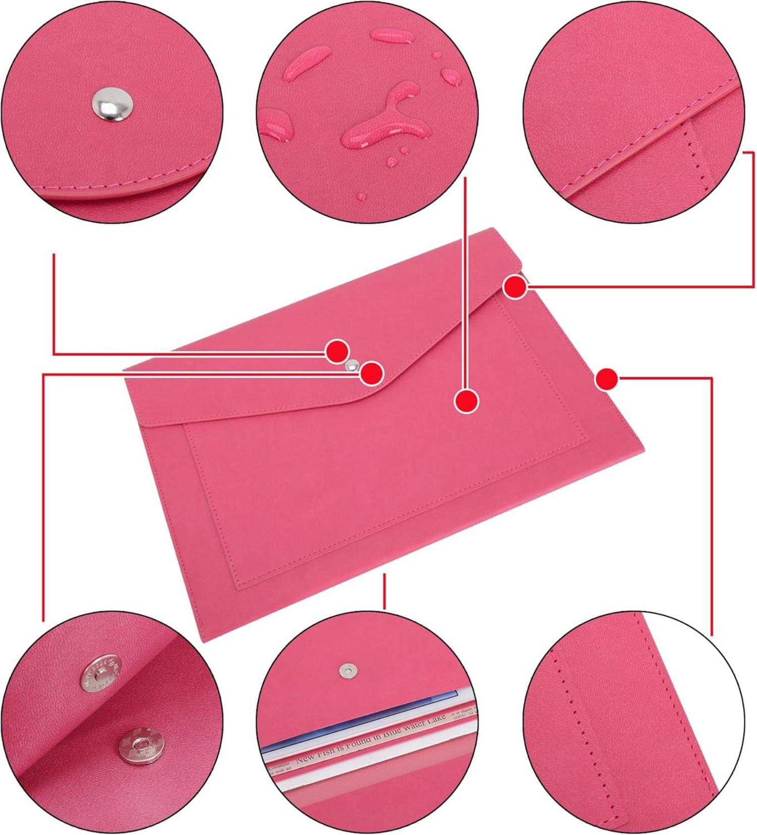 Wason A4 PU-Leder Dokumentenmappe Erweiterbare Taschen