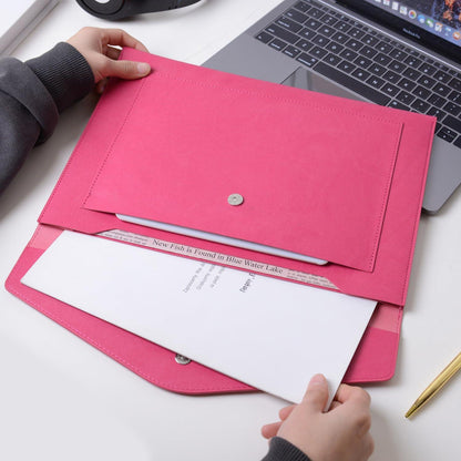 Dokumentenmappe A4 PU-Leder Erweiterbare Große Taschen Halter Pflaumenrot