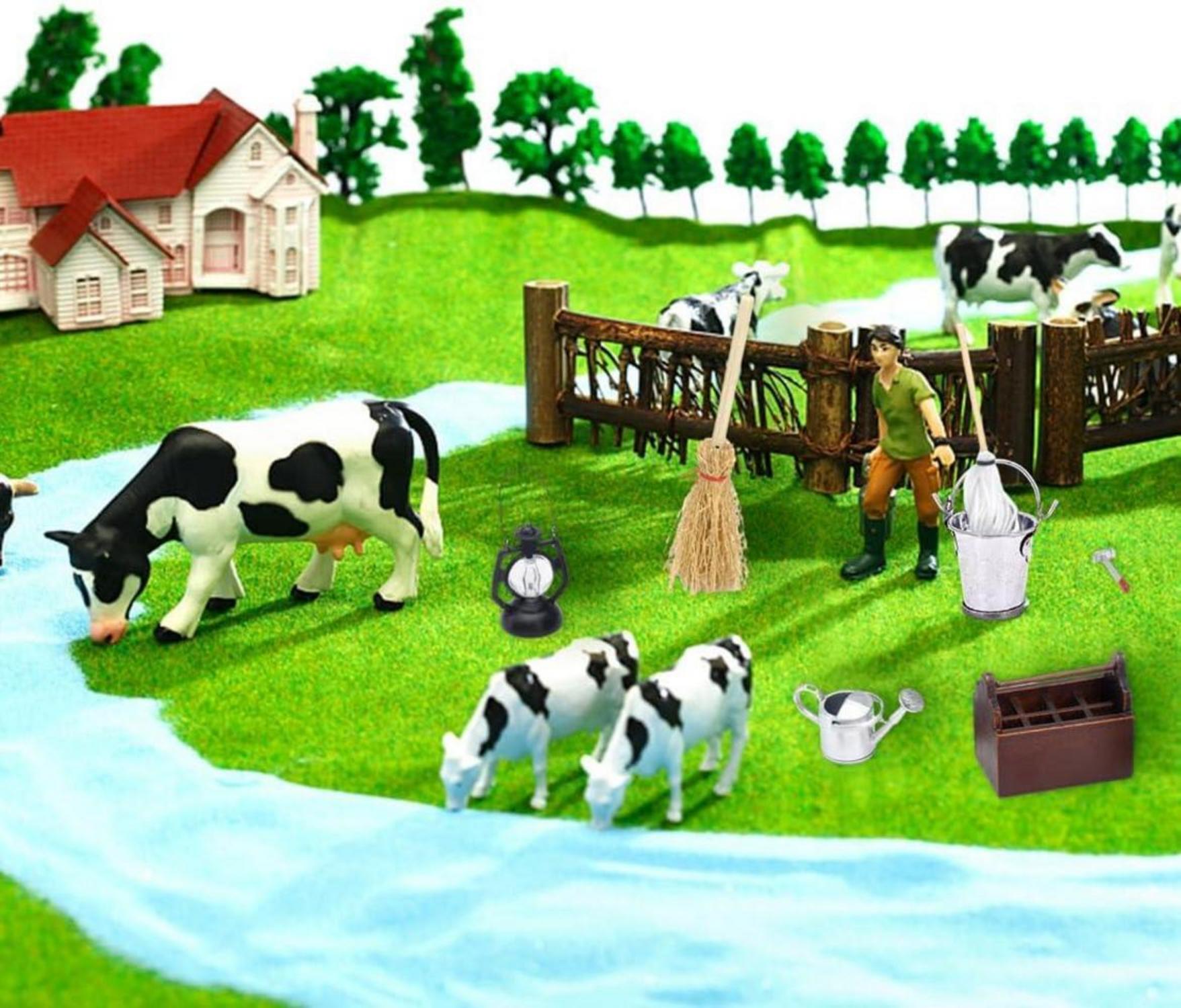 NETUME Miniatur Werkzeugkasten Weihnachten Set, 13 Stück Holz Werkzeug Wichtel Baustelle Puppenhaus Garten Deko