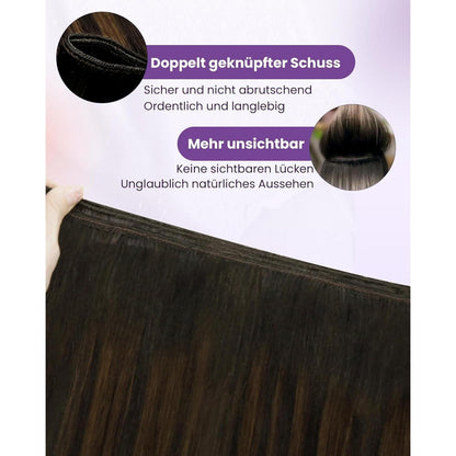 Echthaar Tressen Ombre Braun 55cm - Zum Einnähen #2/8/2