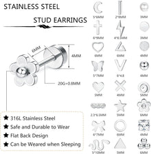 24 Paar Edelstahl Ohrstecker Set Damen Herren Tragus Helix