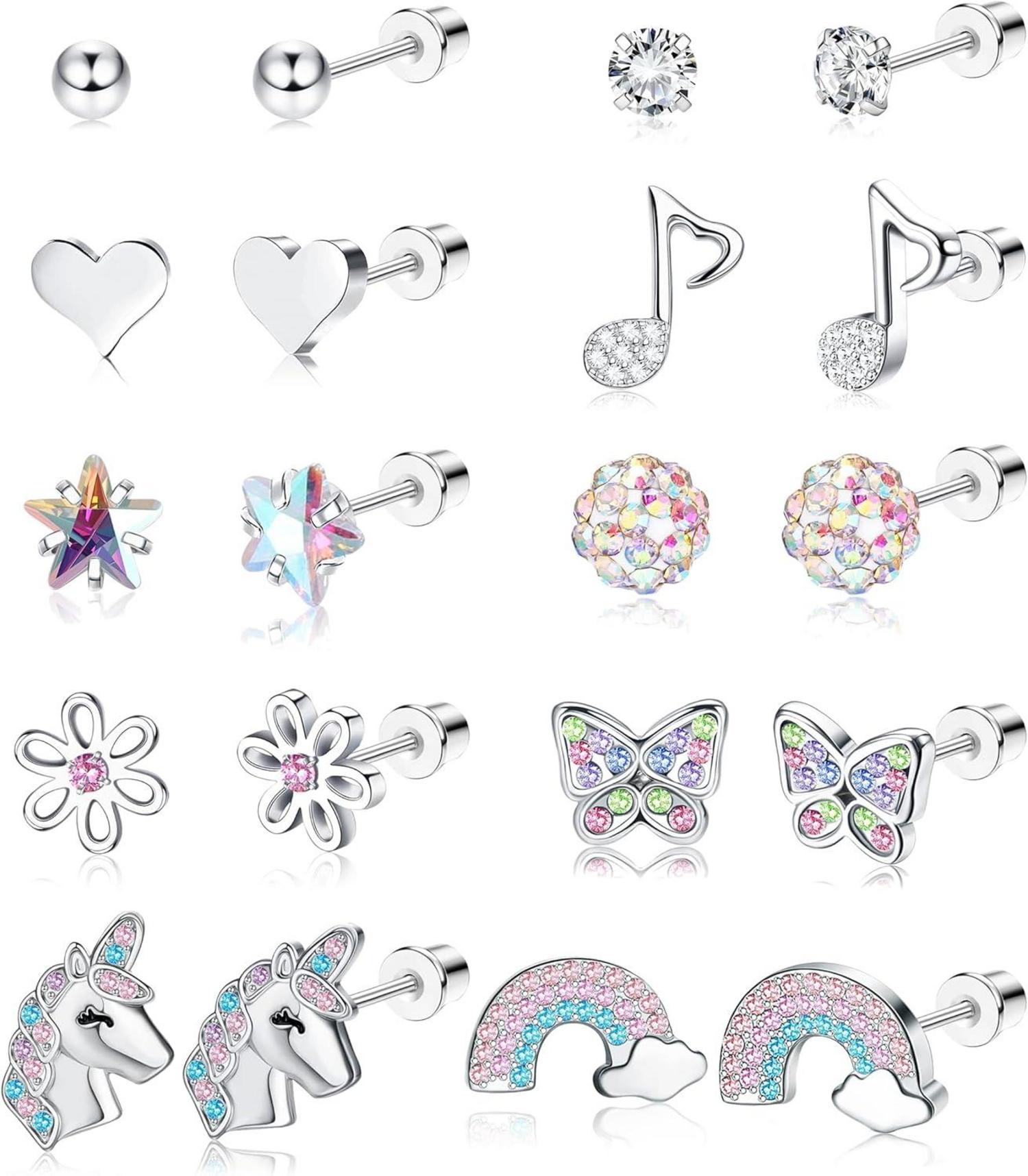 Mädchen Ohrringe Set Hypoallergen 316L Chirurgenstahl Zirkone