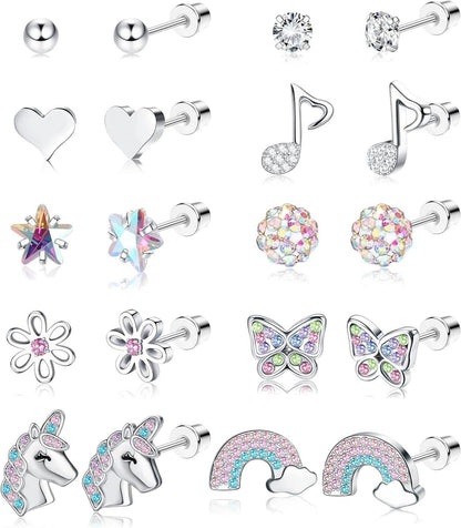 Mädchen Ohrringe Set Hypoallergen 316L Chirurgenstahl Zirkone