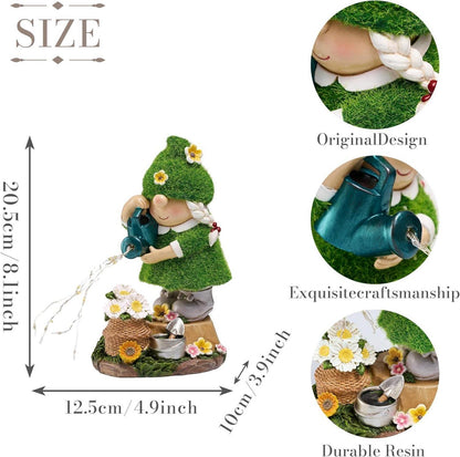 Gartenzwerg Figur Solarleuchte 20cm wetterfest Mutter Tochter Geschenk