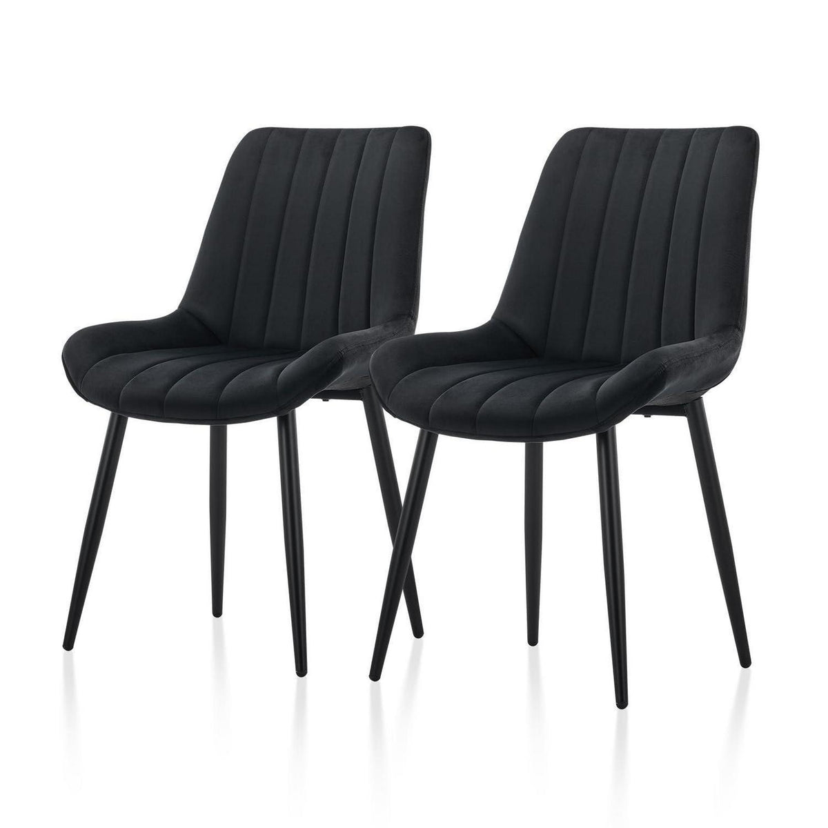 Samt Esszimmerstühle 2er Set – Moderne Sessel Schwarz