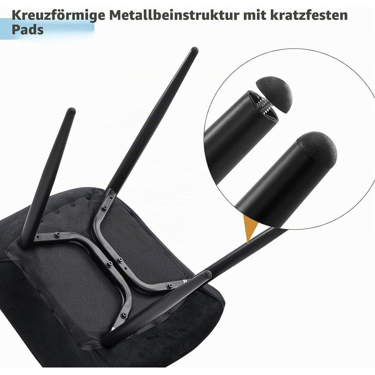 Samt Esszimmerstühle 2er Set – Moderne Sessel Schwarz