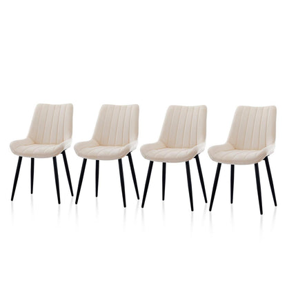 Samt Esszimmerstühle 4er Set – Moderne Sessel Creme Beige