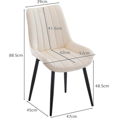 Samt Esszimmerstühle 4er Set – Moderne Sessel Creme Beige
