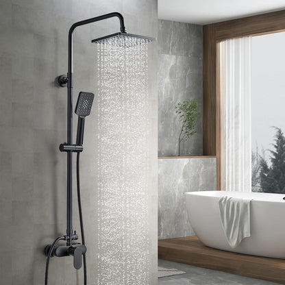 Namuoto Duschsystem Schwarz, Höhenverstellbar mit Regendusche & Handbrause