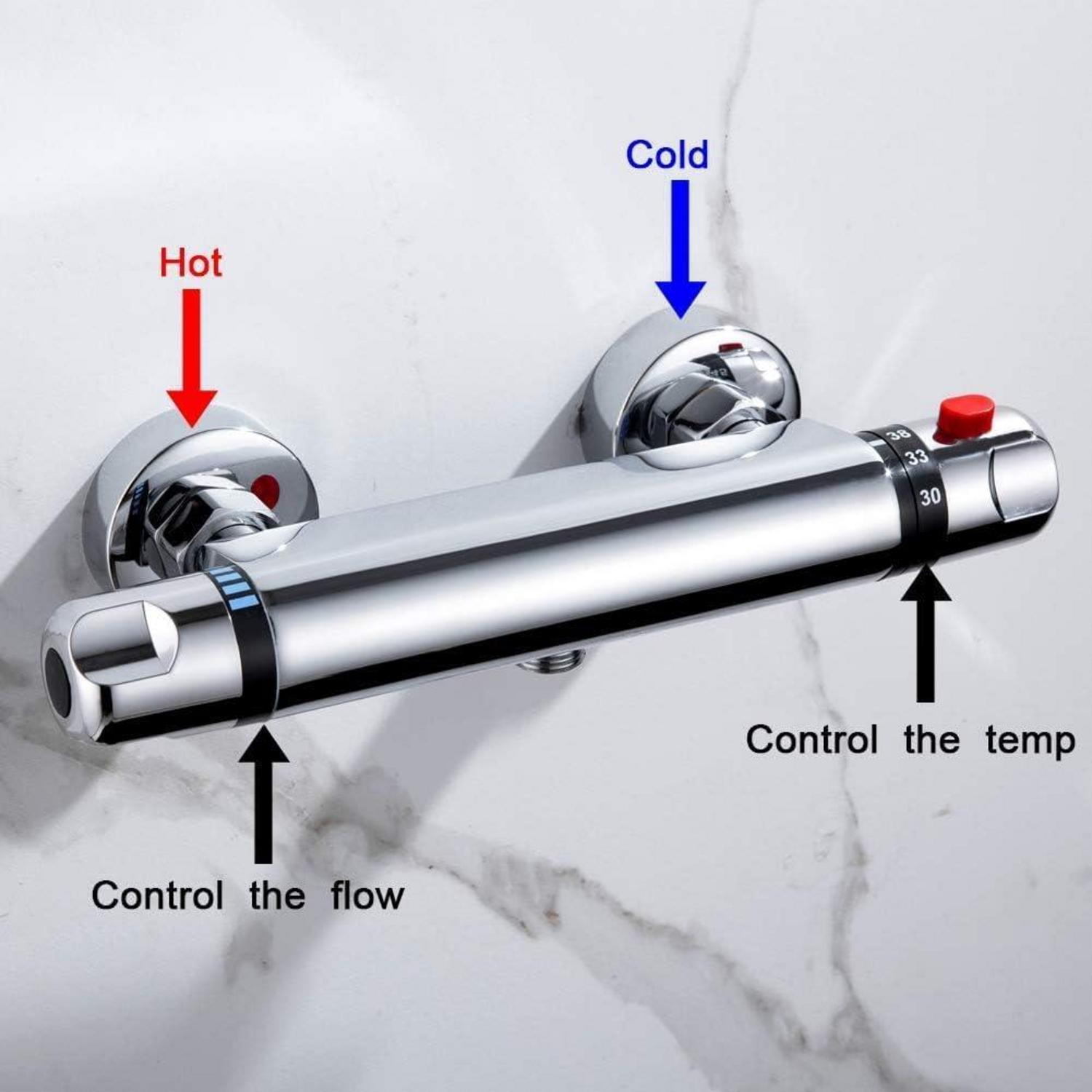 Namuoto Duscharmatur Thermostat Chrom 38°C Sicherheitstaste