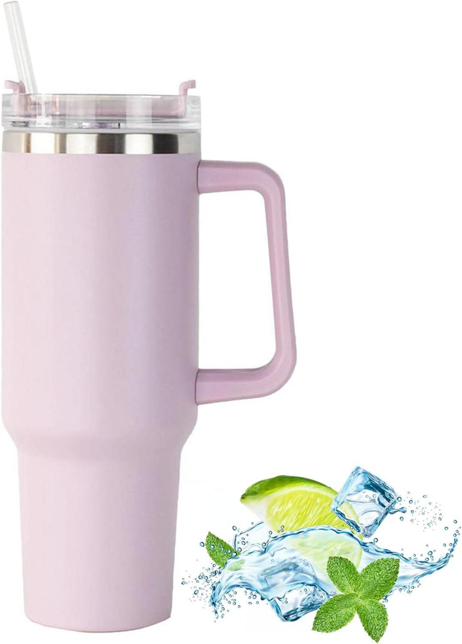 40 oz Thermobecher mit Strohhalm und Henkel - Purple