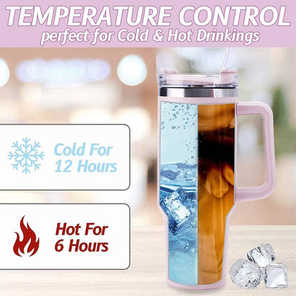 40 oz Thermobecher Edelstahl Vakuum Isolierbecher Strohhalm Henkel Deckel - Purple