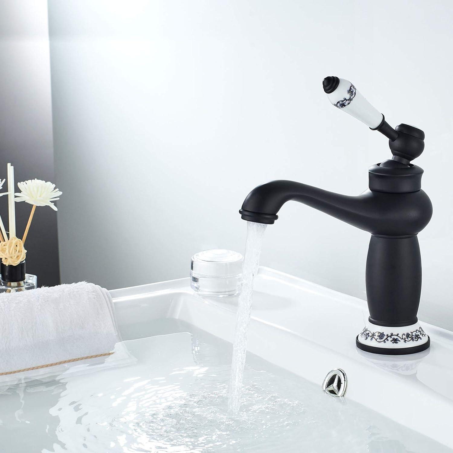 Schwarzer Bad Wasserhahn aus Messing mit Keramikventilkern