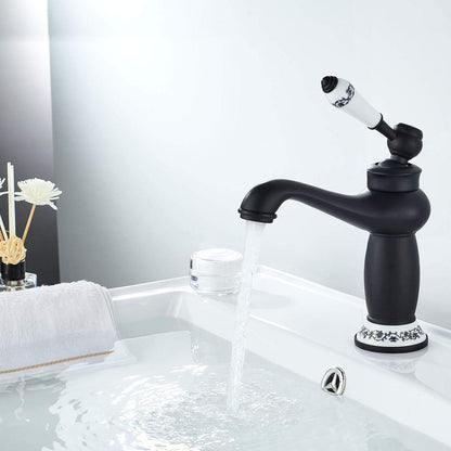 Schwarzer Bad Wasserhahn aus Messing mit Keramikventilkern