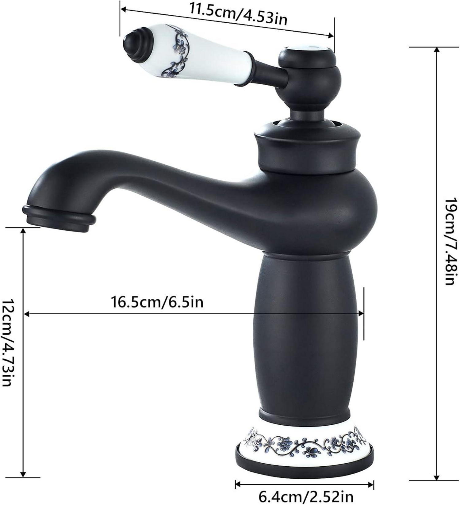 Namuoto Schwarz Messing Wasserhahn Bad Waschbecken Armatur Keramikventil