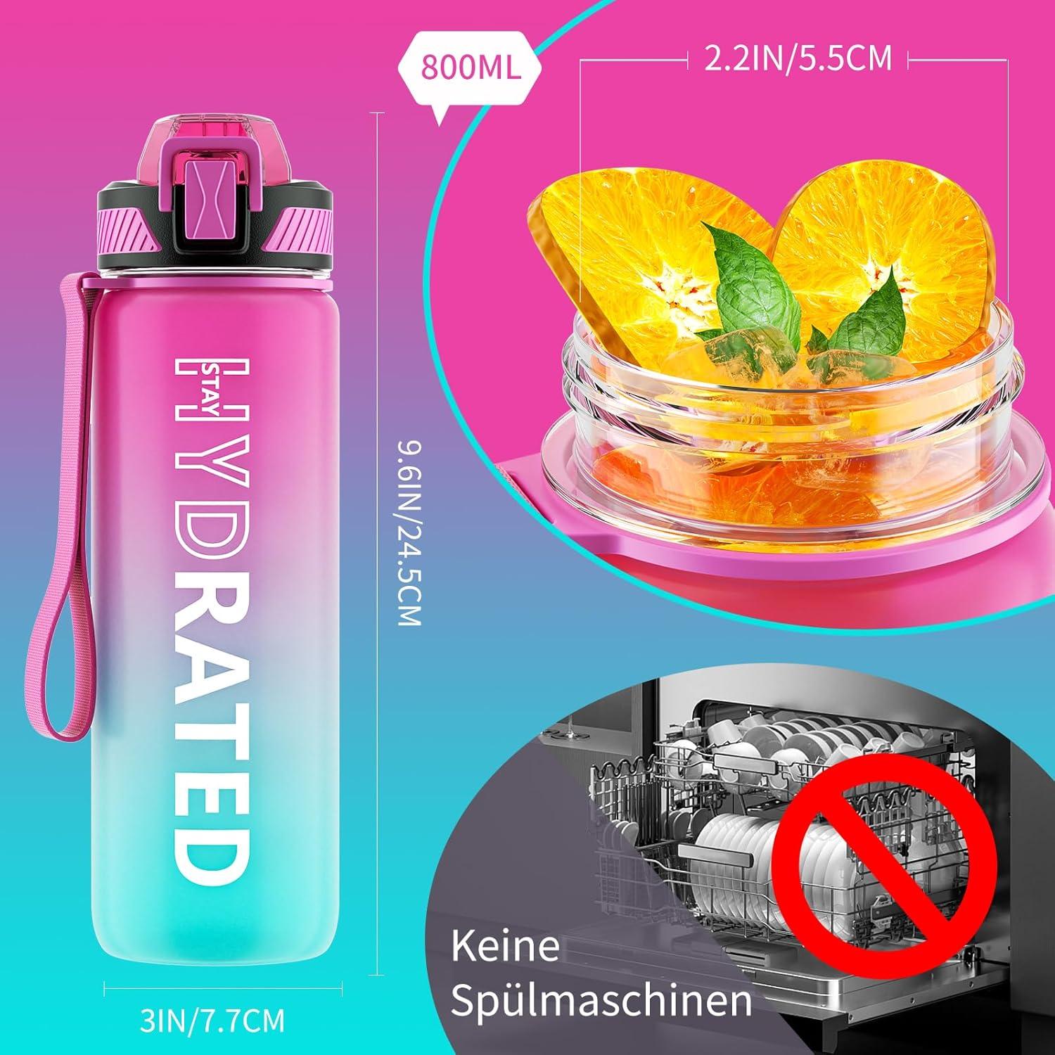Trinkflasche Sport 800ml BPA-frei Tritan Auslaufsicher mit Strohhalm