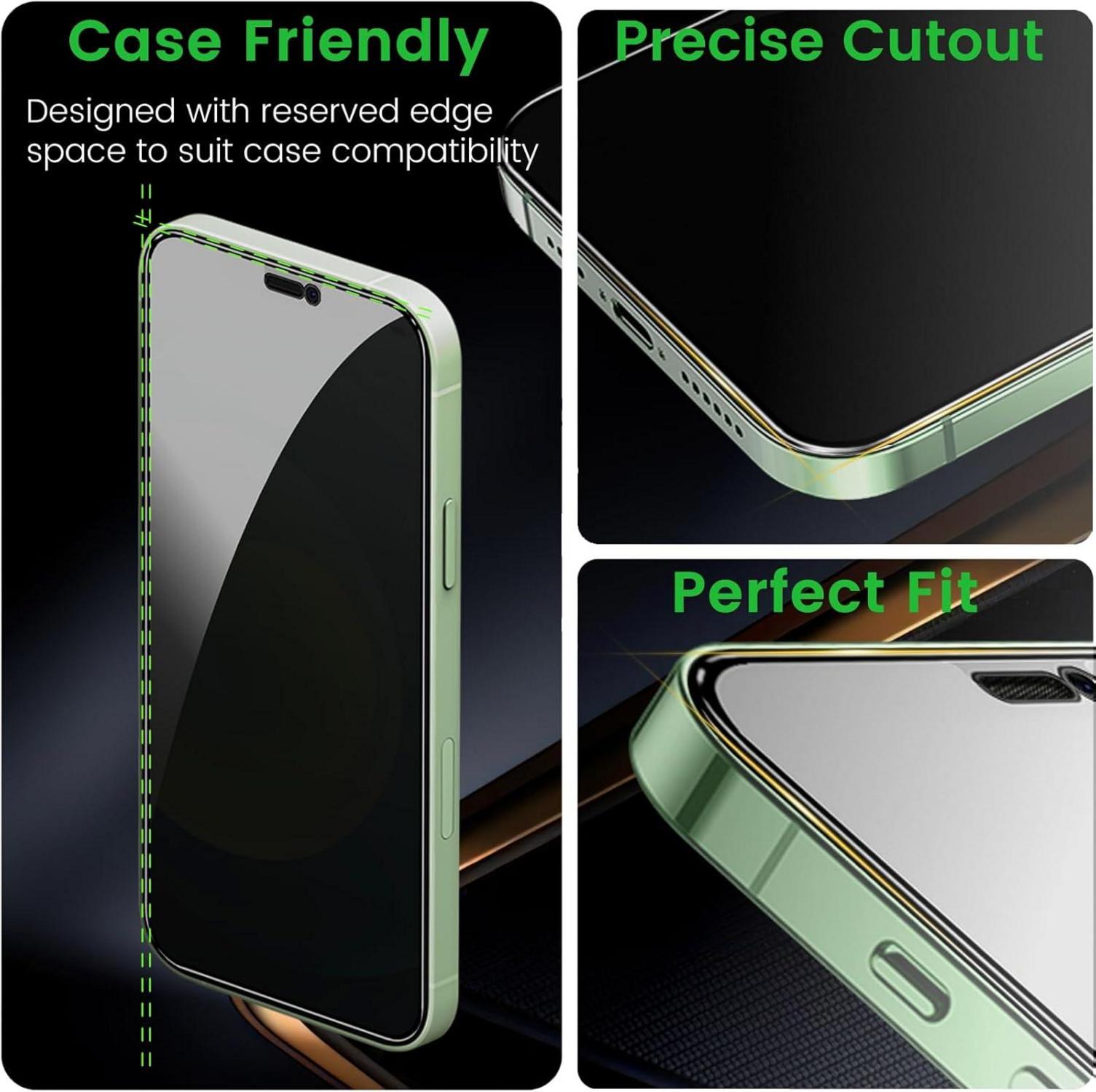 Sichtschutz Panzer Schutzglas Folie für iPhone 12/12 Pro 6,1 Zoll 9H Blickschutz