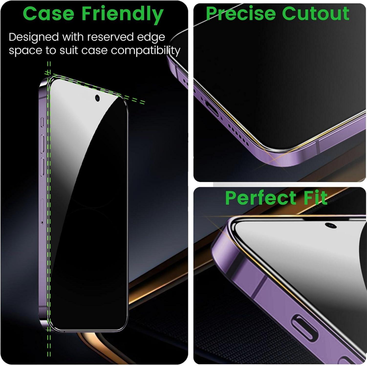 Sichtschutz Anti-Spy Panzer Schutzfolie für iPhone 14 Pro Max 6,7 Zoll 2er Pack