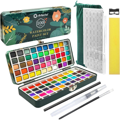 Artecho Aquarellfarben Set 100 Farben mit Zubehör & Box