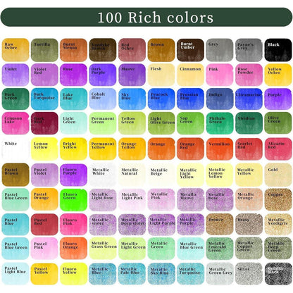 Artecho Aquarellfarben Set 100 Farben mit Zubehör & Box