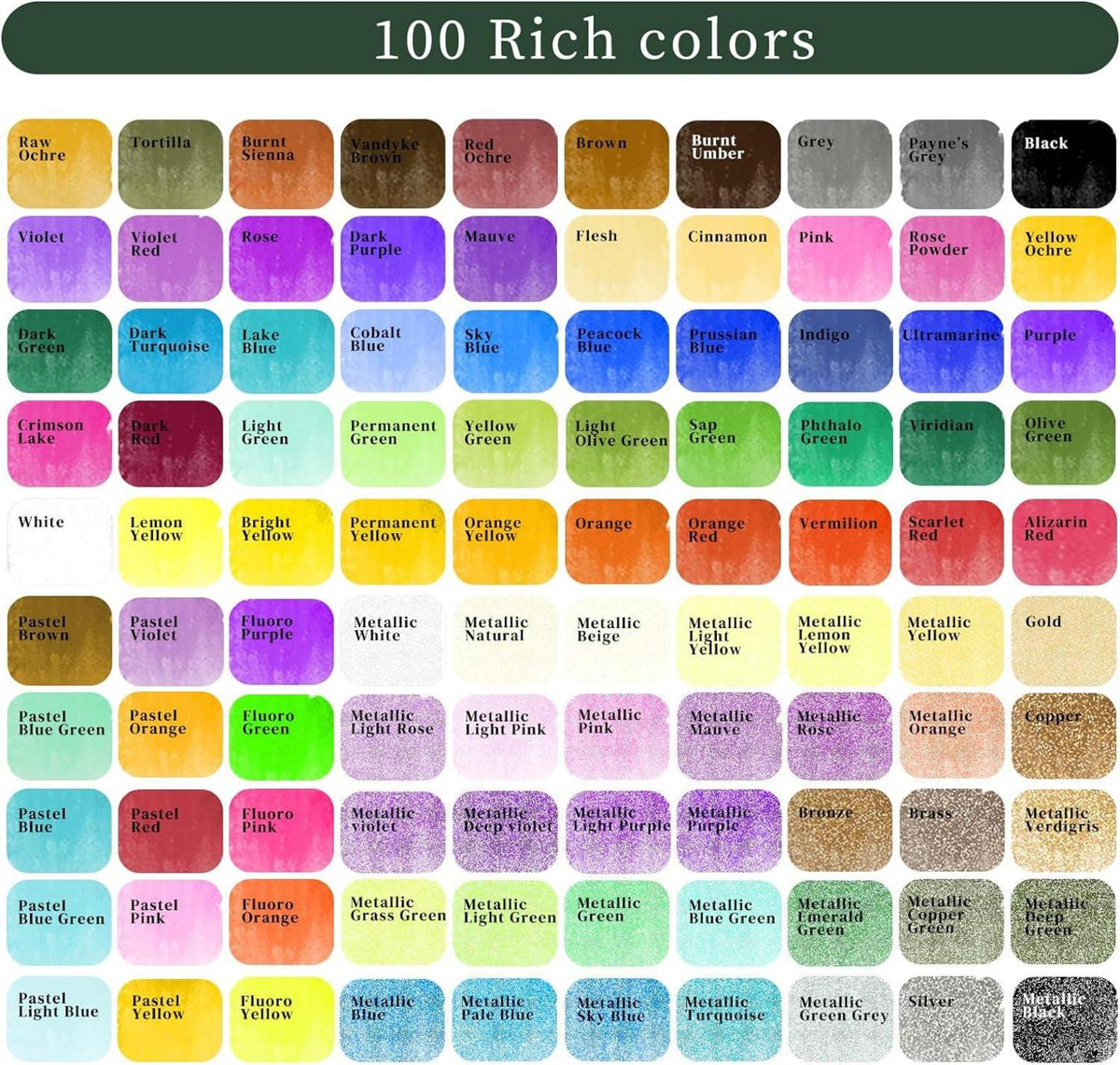 Artecho Aquarellfarben Set 100 Farben mit Zubehör & Box