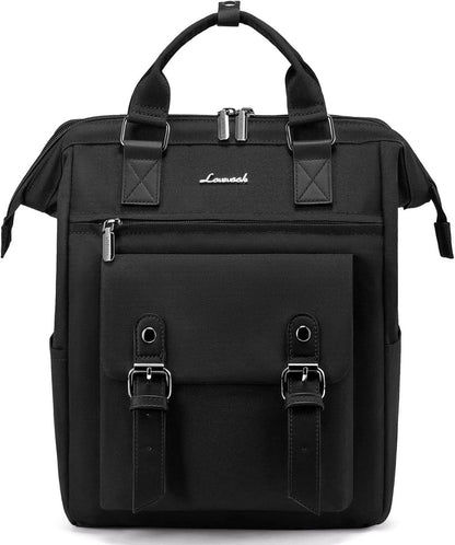 Schwarzer Damenrucksack Klein Wasserdicht 14-Zoll-Laptopfach