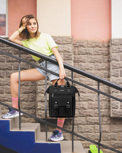 Kleiner Damen Rucksack Wasserdicht Schwarz 14 Zoll