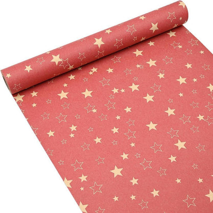 Geschenkpapierrolle Rotes Kraftpapier Sternmuster 15m x 43cm