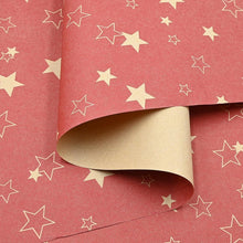 Große Geschenkpapierrolle Rotes Kraftpapier Sternmuster 15m