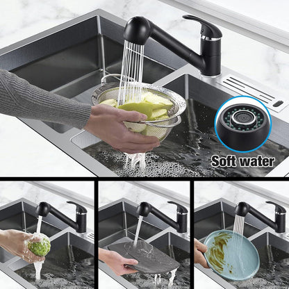 Küchenarmatur Schwarz Ausziehbar 360° Drehbar Wasserhahn Küche 2