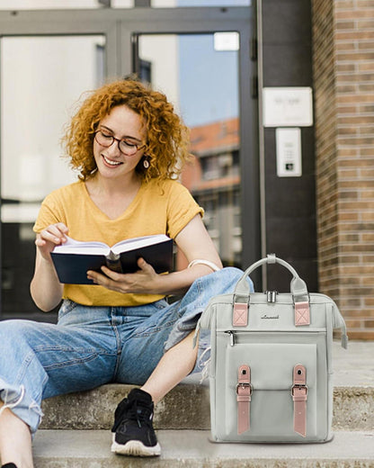 Kleiner Damen Rucksack Wasserdicht Grau Elegant 2 in 1