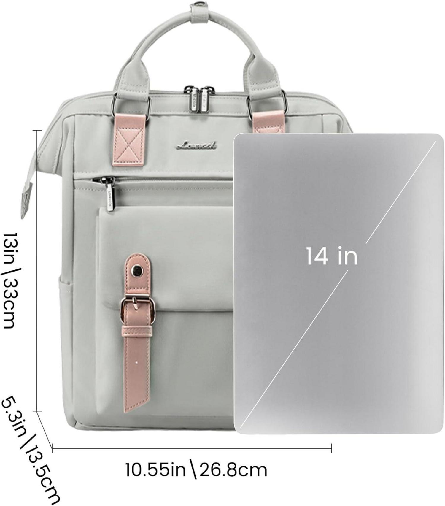 Kleiner Damen-Rucksack Elegant Wasserdicht 14-Zoll Laptopfach Grau