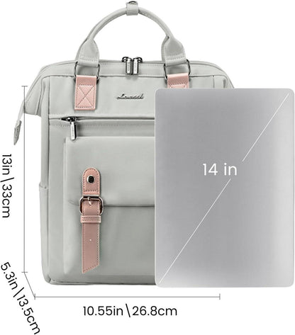 Kleiner Damen-Rucksack Elegant Wasserdicht 14-Zoll Laptopfach Grau