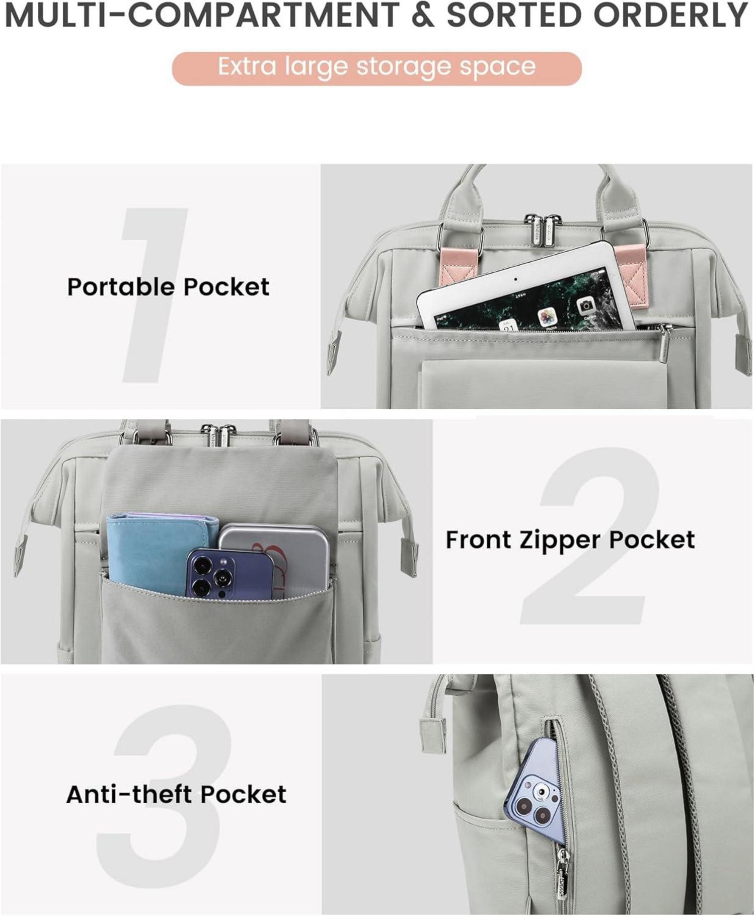 Kleiner Damen Rucksack Mini Cityrucksack Wasserdicht Grau 14 Zoll