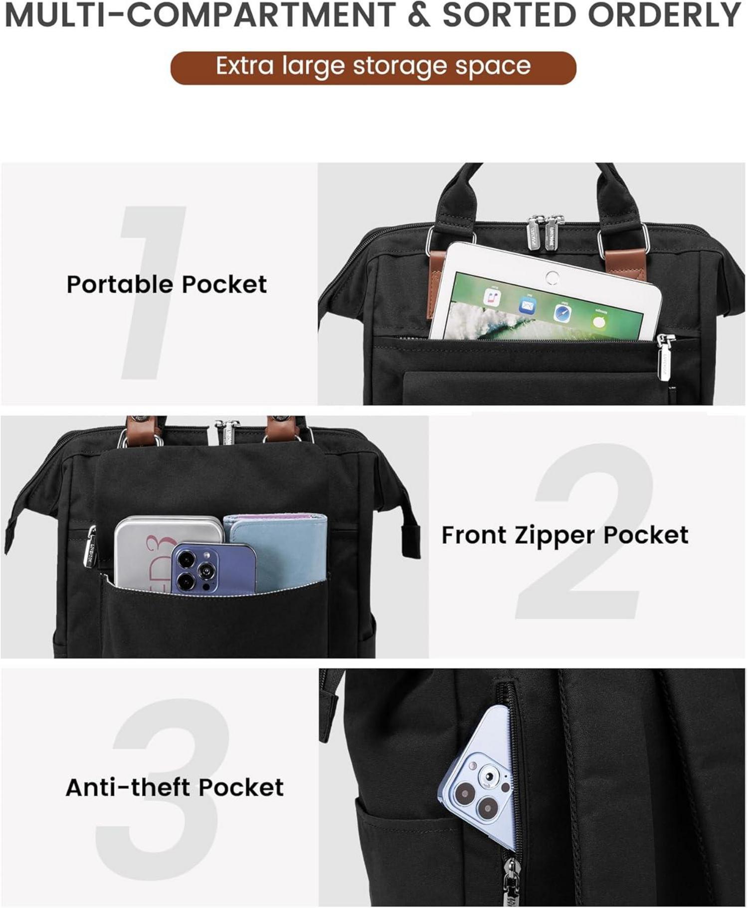 Kleiner Damen Rucksack Wasserdicht Schwarz LOVEVOOK Backpack