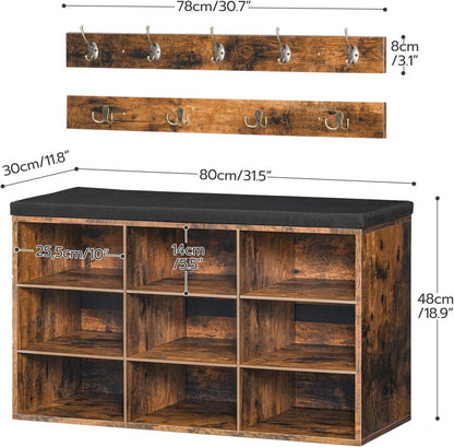 Garderobe Schuhregal Set mit 9 Fächern und Haken