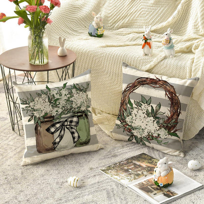 Oster Kissenbezüge 4er Set - Hasen, Blumen & Eier 45x45 cm