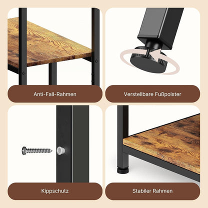 5-stöckiges Versetztes Bücherregal – Freistehend & Industriedesign