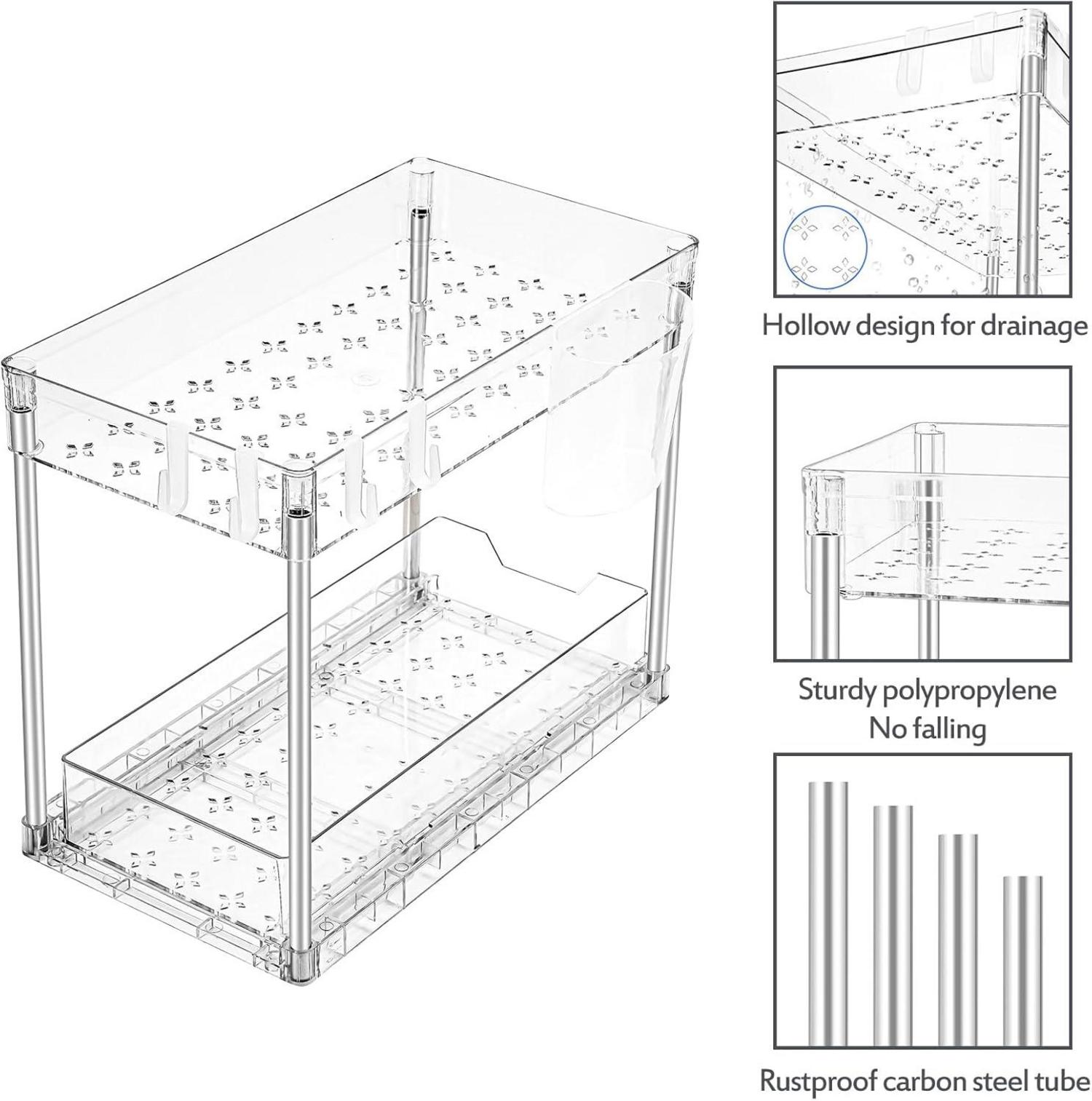 2er Set Unter Waschbecken Regal Organizer Küchen Standregal -Clear
