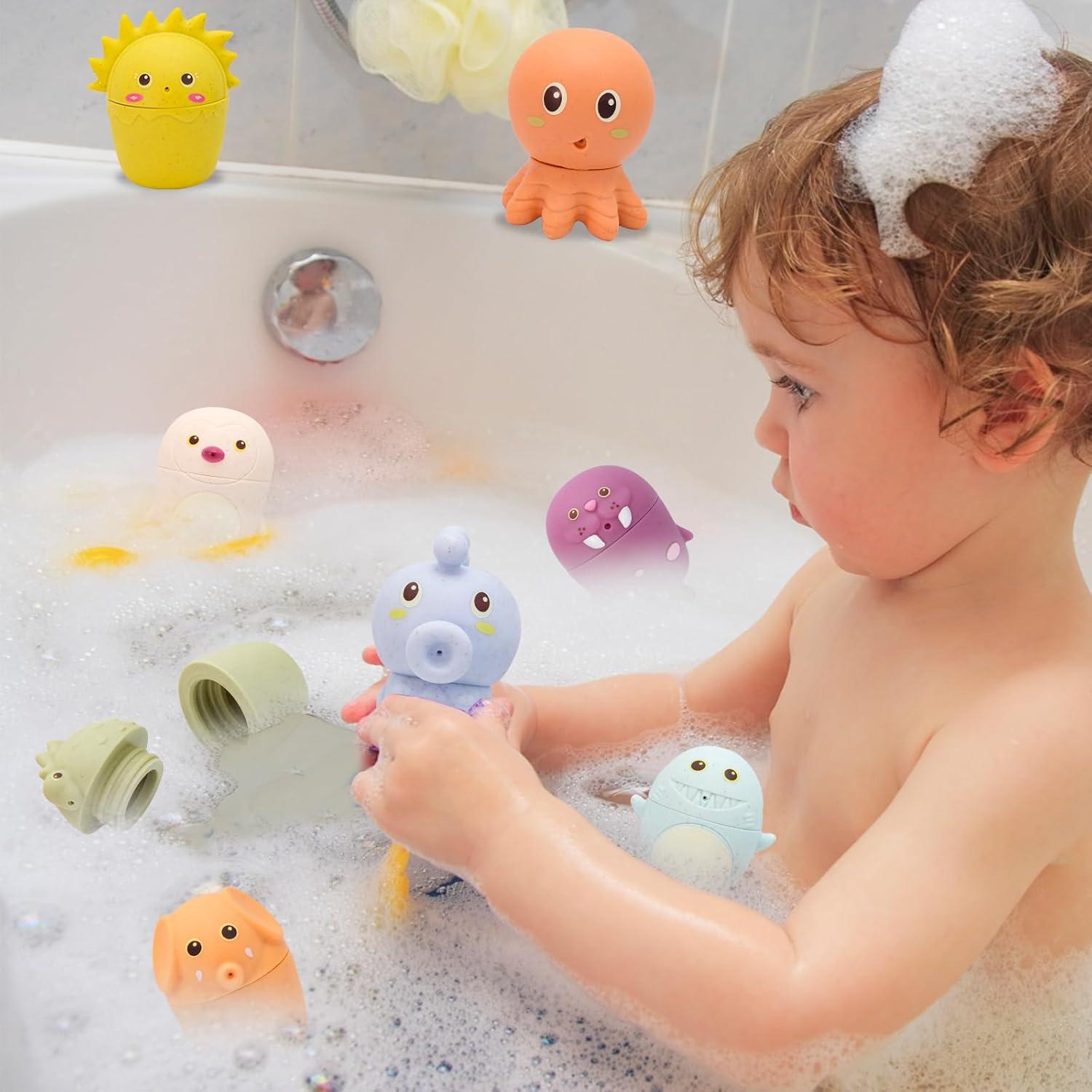 8-teiliges Badewannenspielzeug für Kinder ab 1 Jahr - Schimmelfrei & lustiges