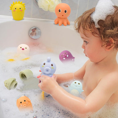 8-teiliges Badewannenspielzeug für Kinder ab 1 Jahr - Schimmelfrei & lustiges