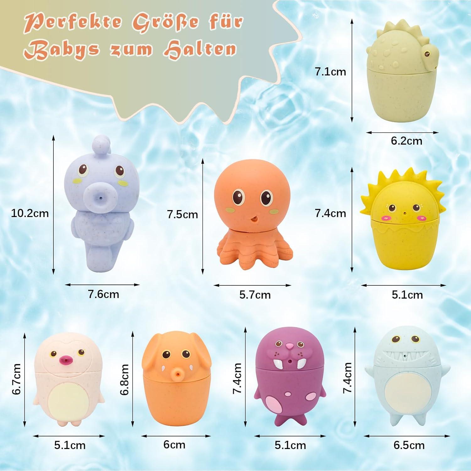 8-teiliges Badewannenspielzeug für Kinder ab 1 Jahr - Schimmelfrei & lustiges