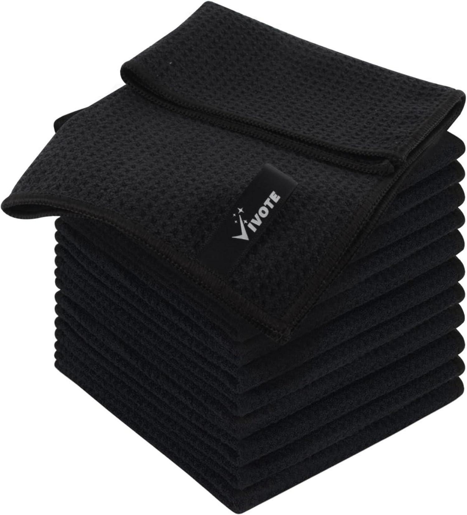 Mikrofasertücher Schwarz 12er Pack 30x30cm Fusselfrei & Saugstark