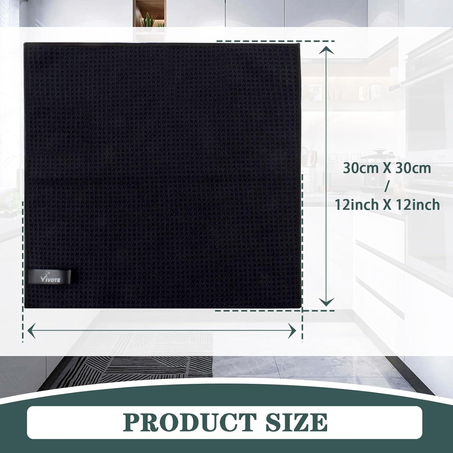 Mikrofasertuch Schwarz 30x30cm 12 Stück Küchentuch