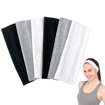 Stirnband Set Damen Yoga Sport Haarband 6 Stück Schwarz Weiß Grau